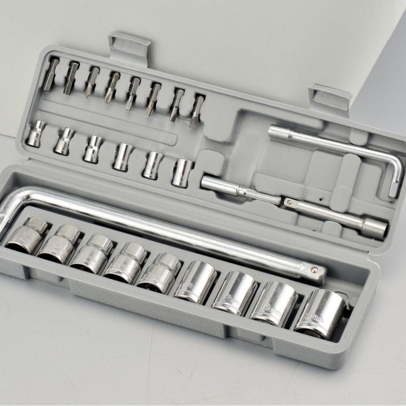 Set de unelte hardware, 27 piese, cu adaptoare și bituri pentru reparații mecanice, auto și casnice