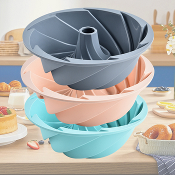 Formă din silicon pentru tort, formă pentru chiffon cake, tavă circulară cu spirală pentru coacere, tavă multifuncțională pentru prăjituri
