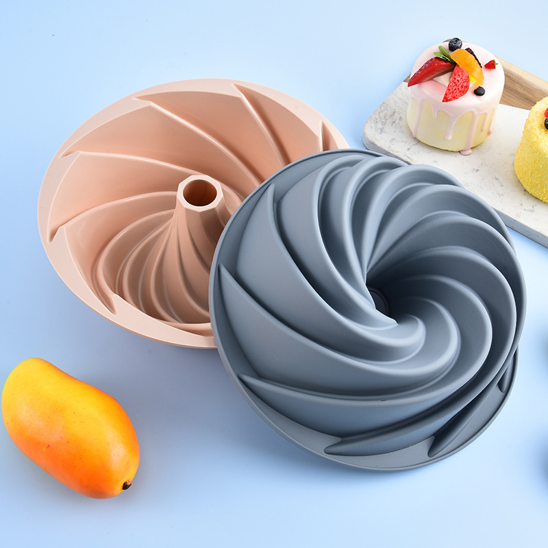 Formă din silicon pentru tort, formă pentru chiffon cake, tavă circulară cu spirală pentru coacere, tavă multifuncțională pentru prăjituri