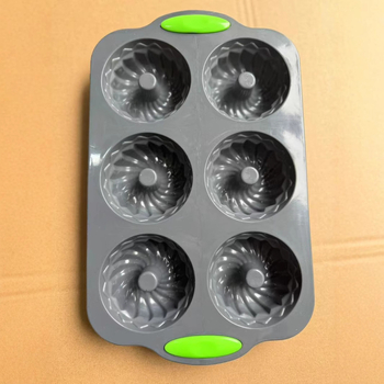 Formă din silicon bi-coloră cu șase găuri pentru cofetărie DIY, potrivită pentru prăjituri, jeleu, budincă și gogoși