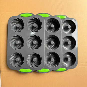 Formă din silicon bi-coloră cu șase găuri pentru cofetărie DIY, potrivită pentru prăjituri, jeleu, budincă și gogoși