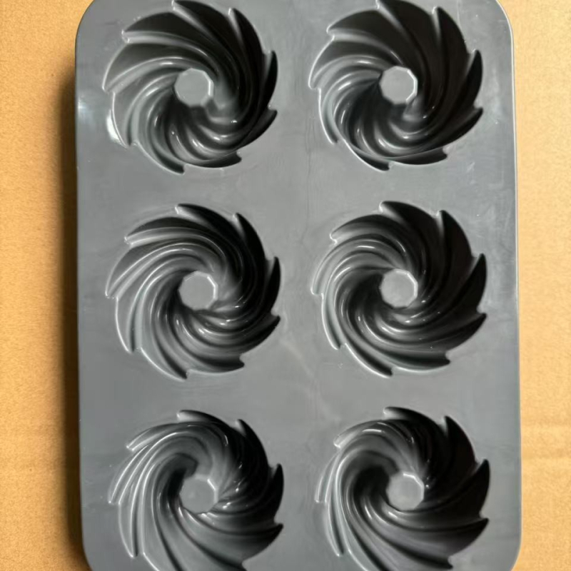 Formă din silicon bi-coloră cu șase găuri pentru cofetărie DIY, potrivită pentru prăjituri, jeleu, budincă și gogoși