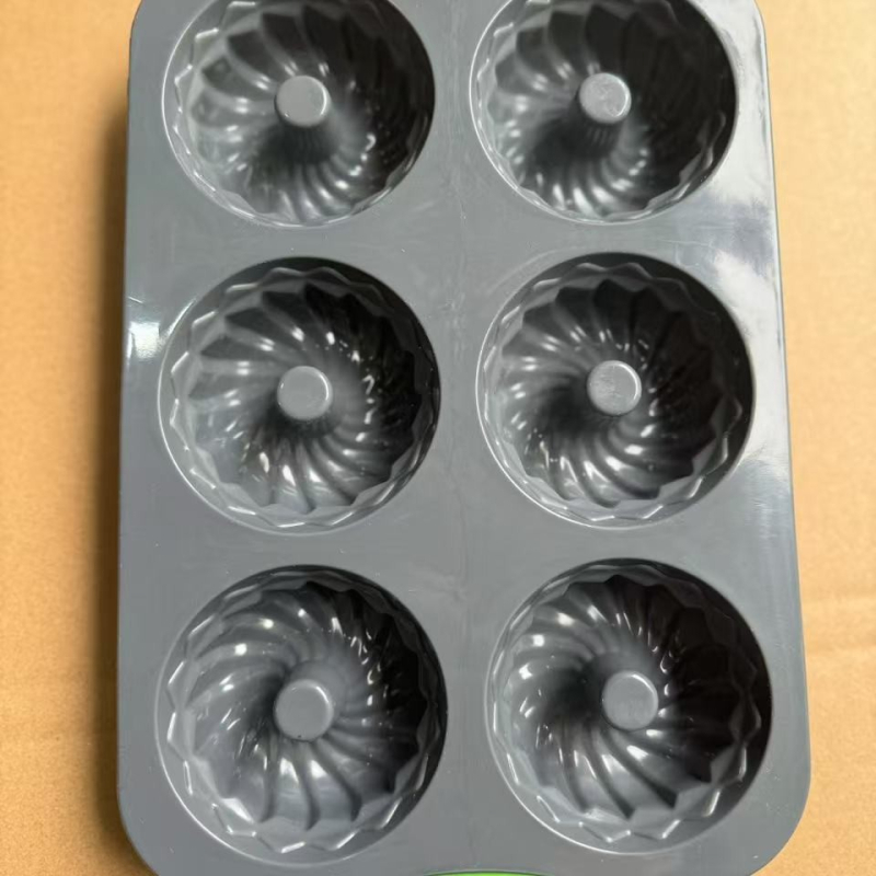 Formă din silicon bi-coloră cu șase găuri pentru cofetărie DIY, potrivită pentru prăjituri, jeleu, budincă și gogoși