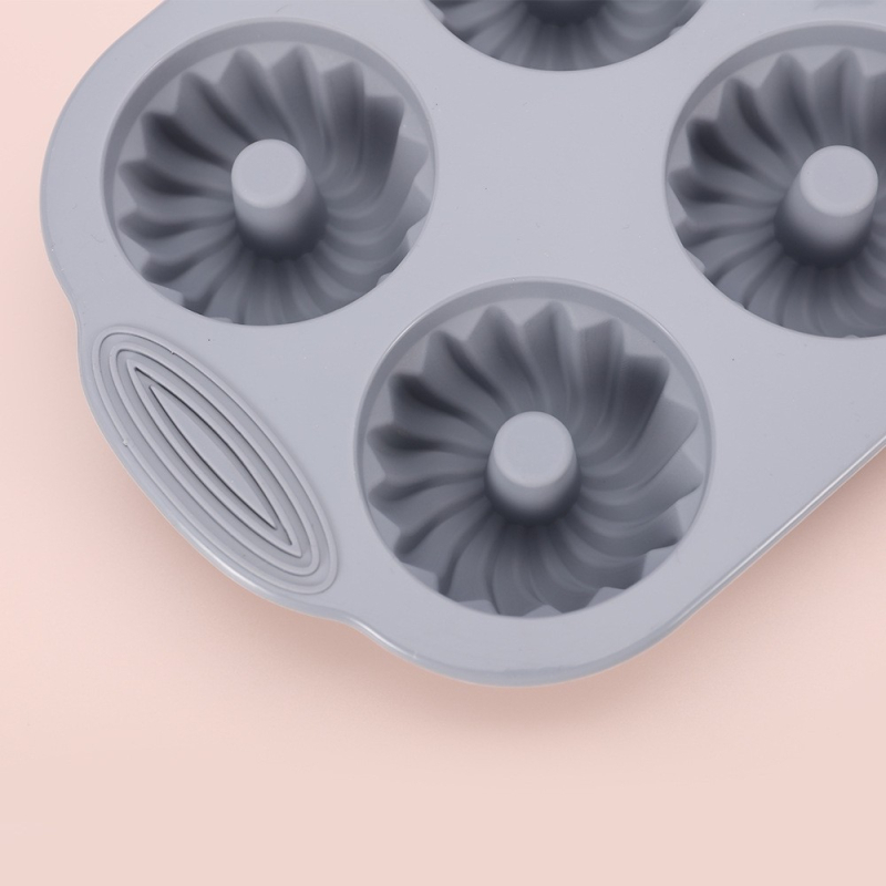 Formă de silicon antiaderentă pentru prăjituri, 6 cavități pentru gogoși și biscuiți rotunzi cu model în relief