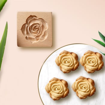 Formă de biscuiți inimă cu roză, 3D, pentru copii, casă de turtă dulce, embossing pentru fondant