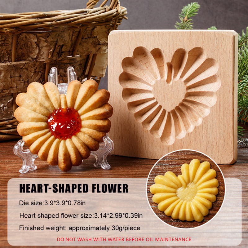Formă de biscuiți inimă cu roză, 3D, pentru copii, casă de turtă dulce, embossing pentru fondant