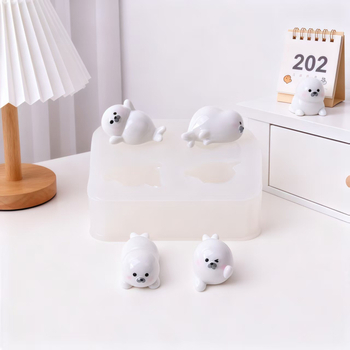 Set DIY 3D din silicon pentru foca mică, pasăre mică și om de zăpadă – ornament pentru mașină