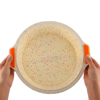 Formă rotundă din silicon, două nuanțe, pentru chiffon și mousse – cu mânere duble, antiaderentă