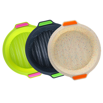 Formă rotundă din silicon, două nuanțe, pentru chiffon și mousse – cu mânere duble, antiaderentă