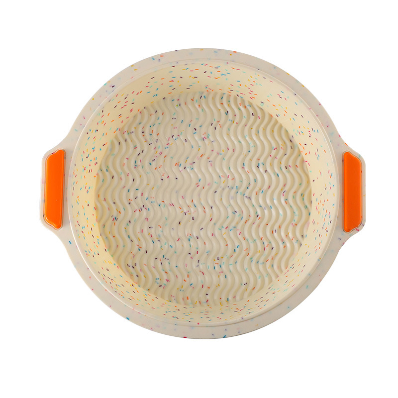 Formă rotundă din silicon, două nuanțe, pentru chiffon și mousse – cu mânere duble, antiaderentă