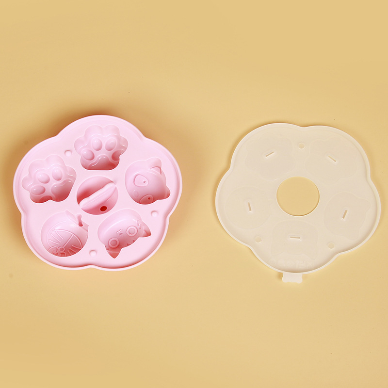 Formă din silicon alimentar pentru bebeluși, formă de prăjituri la abur cu design desen animat, pentru hrana pentru copii și cuburi de gheață, rezistentă la temperaturi înalte, potrivită pentru cuptor, mașina de spălat vase și frigider