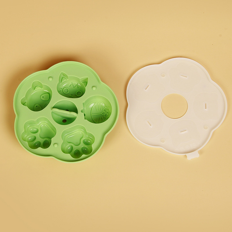 Formă din silicon alimentar pentru bebeluși, formă de prăjituri la abur cu design desen animat, pentru hrana pentru copii și cuburi de gheață, rezistentă la temperaturi înalte, potrivită pentru cuptor, mașina de spălat vase și frigider
