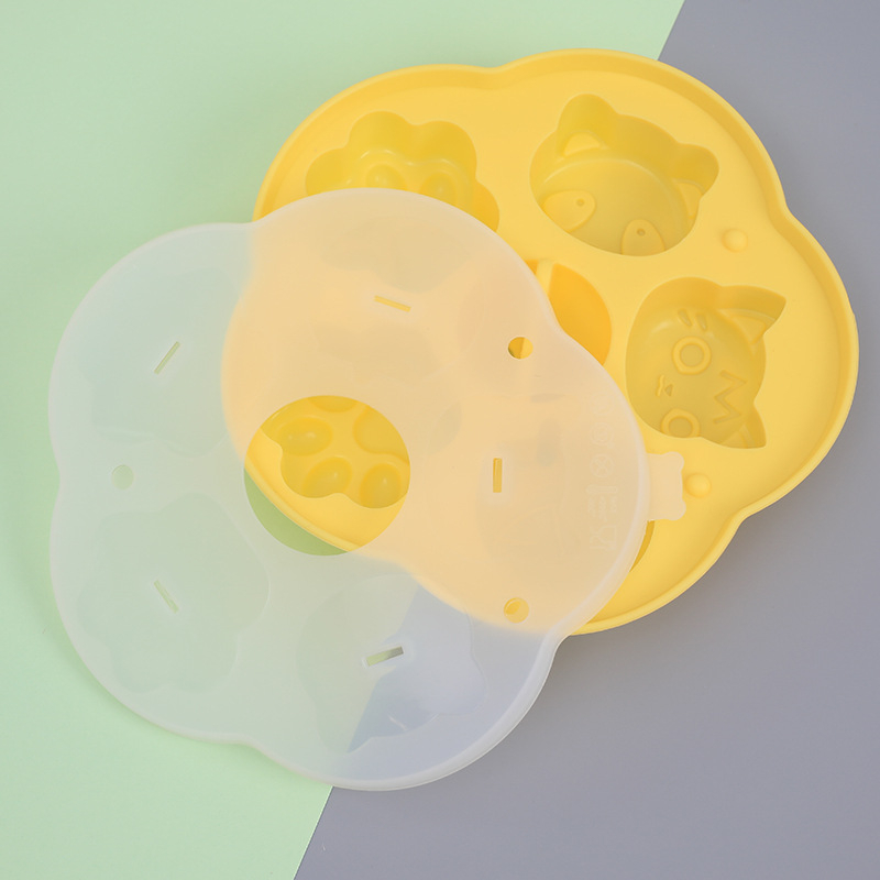 Formă din silicon alimentar pentru bebeluși, formă de prăjituri la abur cu design desen animat, pentru hrana pentru copii și cuburi de gheață, rezistentă la temperaturi înalte, potrivită pentru cuptor, mașina de spălat vase și frigider