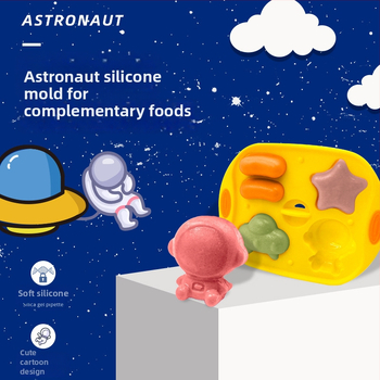 Silikónová forma na detskú výživu s dizajnom astronauta, odolná vysokým teplotám, na parenie a pečenie – formy na parené koláčiky, ryžové koláčiky a klobásy