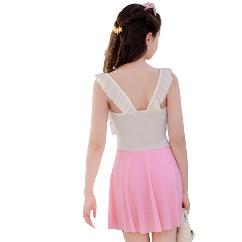 Djevojčice jednodjelni kupaći kostim, color-block dizajn, za uzrast 12-14 godina, Milk Silk Spandex materijal