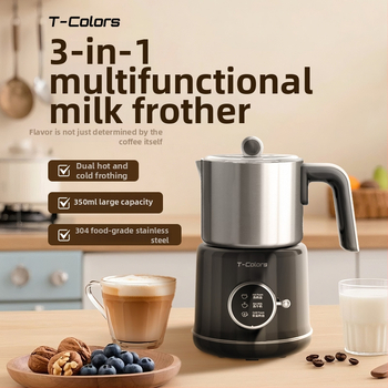 T-Colors Elektrický penovač mlieka, plne automatický, horúce aj studené mlieko, domáce použitie, latte art, ohriaty mliečny nápoj