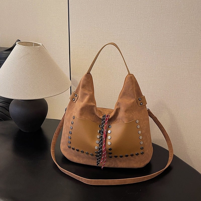 Ženska velurova bucket torba, velika zapremina, crossbody preko ramena, gradski stil