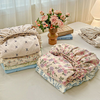 Set de cearșafuri cu elastic, imprimeu floral, pentru pat single, dormitor studențesc, trei piese