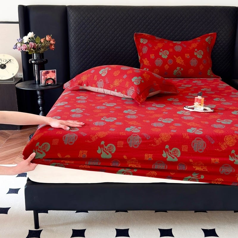 Cearșaf din bumbac, jacquard dublu strat, cu acoperire completă, protecție anti-praf pentru saltea, protecție pentru toate anotimpurile