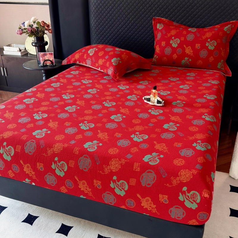 Cearșaf din bumbac, jacquard dublu strat, cu acoperire completă, protecție anti-praf pentru saltea, protecție pentru toate anotimpurile