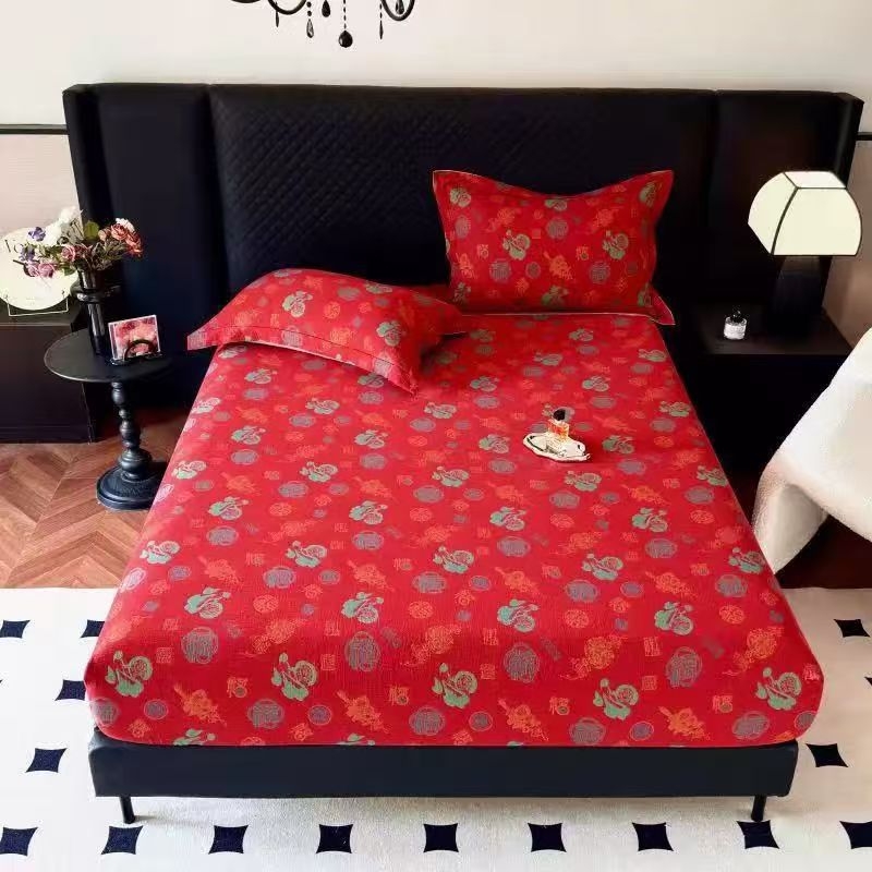 Cearșaf din bumbac, jacquard dublu strat, cu acoperire completă, protecție anti-praf pentru saltea, protecție pentru toate anotimpurile