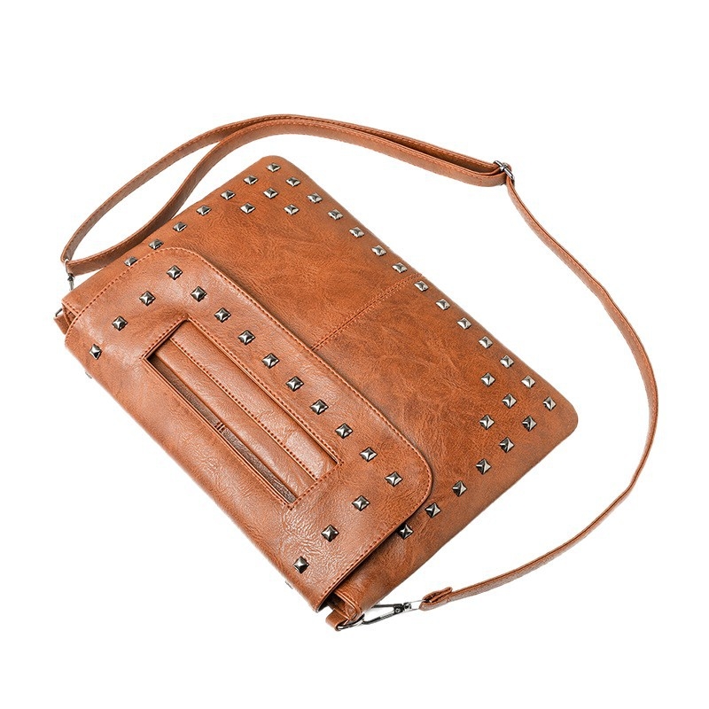 Shore chi ženska PU torba za podlakticu s rivet detaljima, kuvertnog stila, crossbody, mali kvadratni oblik