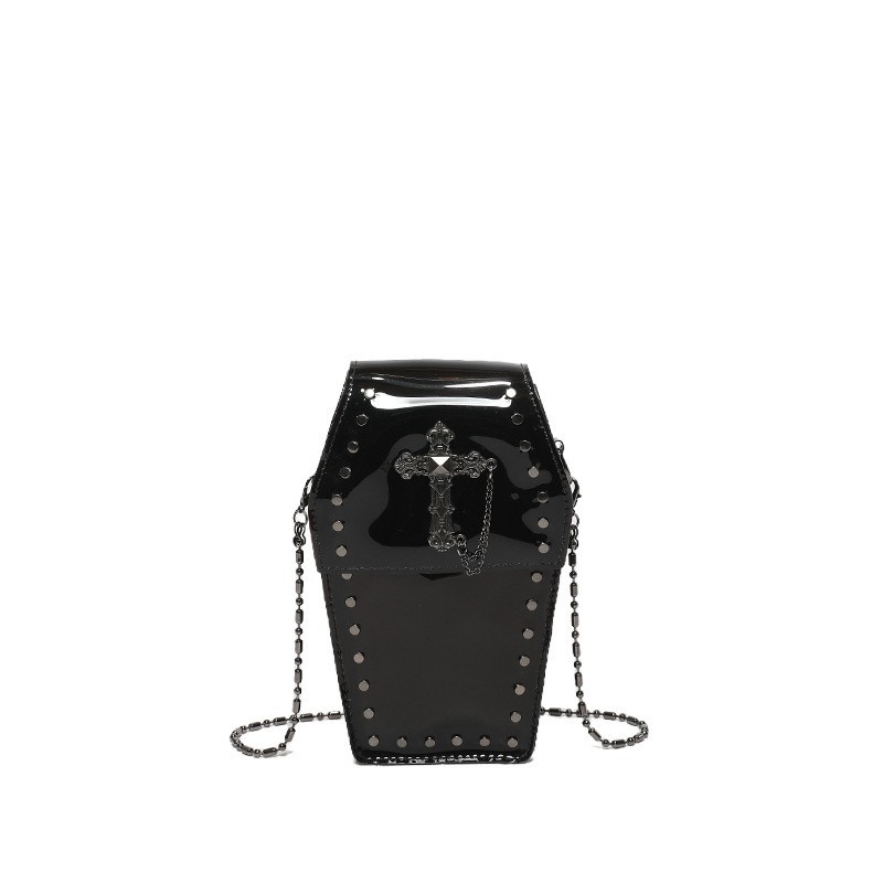 Prozirna PVC torbica s rivetama, crossbody, mala kvadratna, šumski stil