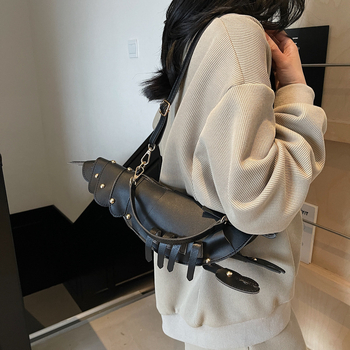 Lobster torbica s dizajnom riveta, 2025 modna crossbody torba PU, okruglog oblika