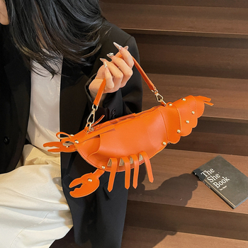 Lobster torbica s dizajnom riveta, 2025 modna crossbody torba PU, okruglog oblika
