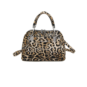 Ženska torba preko ramena u korejskom stilu s leopard uzorkom, metalne zakovice – retro dizajn