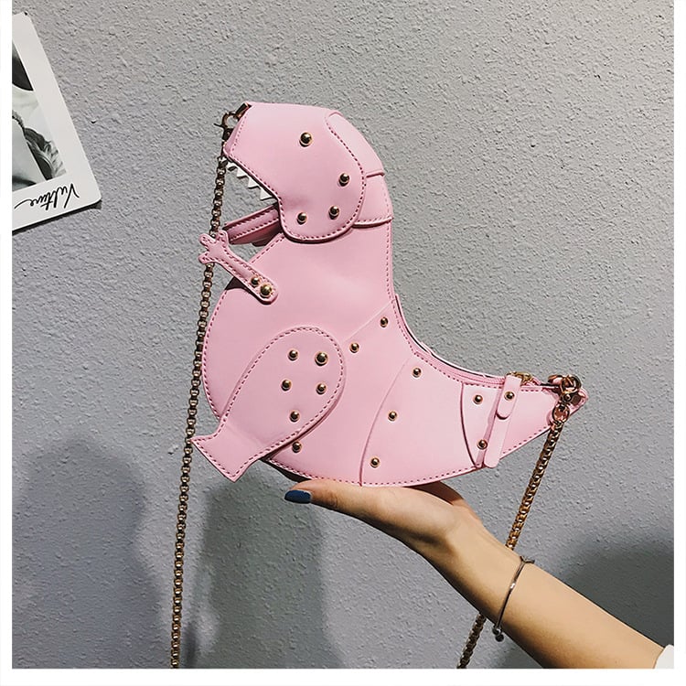 Crossbody torba u školjkastom stilu s 3D dinosaurus motívom, jedinstvenim nitima i dizajnom crtane životinje