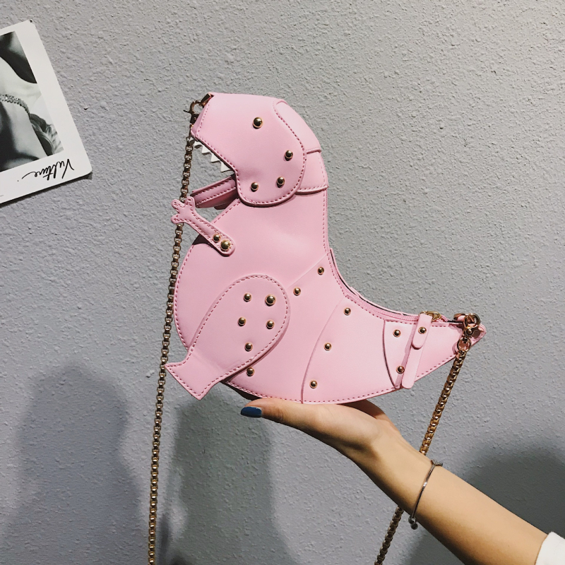 Crossbody torba u školjkastom stilu s 3D dinosaurus motívom, jedinstvenim nitima i dizajnom crtane životinje