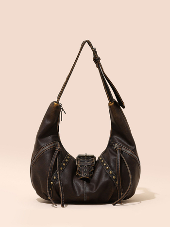 Ženska retro torbica s nitima, velika zapremina, moderna ramenska crossbody torba u obliku dumplinga, visoko kvaliteta tekstura