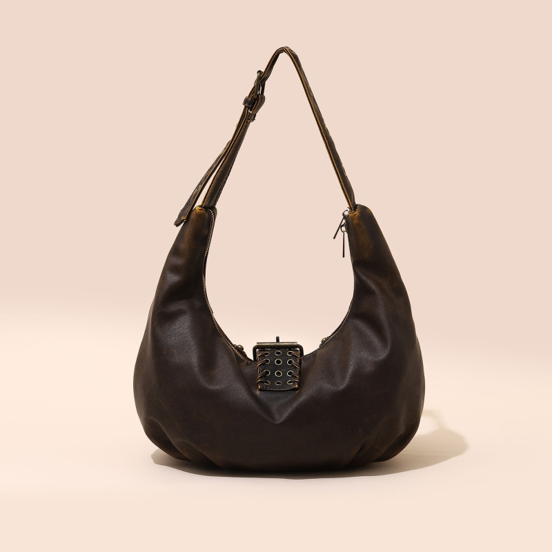 Ženska retro torbica s nitima, velika zapremina, moderna ramenska crossbody torba u obliku dumplinga, visoko kvaliteta tekstura