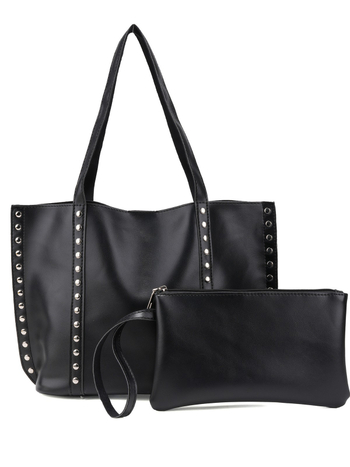 Ženska tote torba preko ramena s metalnim rivetima, velika kapaciteta, PU materijal, svakodnevni minimalistički stil
