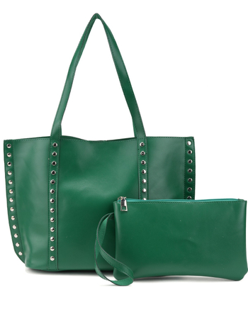 Ženska tote torba preko ramena s metalnim rivetima, velika kapaciteta, PU materijal, svakodnevni minimalistički stil