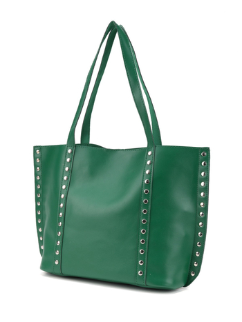 Ženska tote torba preko ramena s metalnim rivetima, velika kapaciteta, PU materijal, svakodnevni minimalistički stil