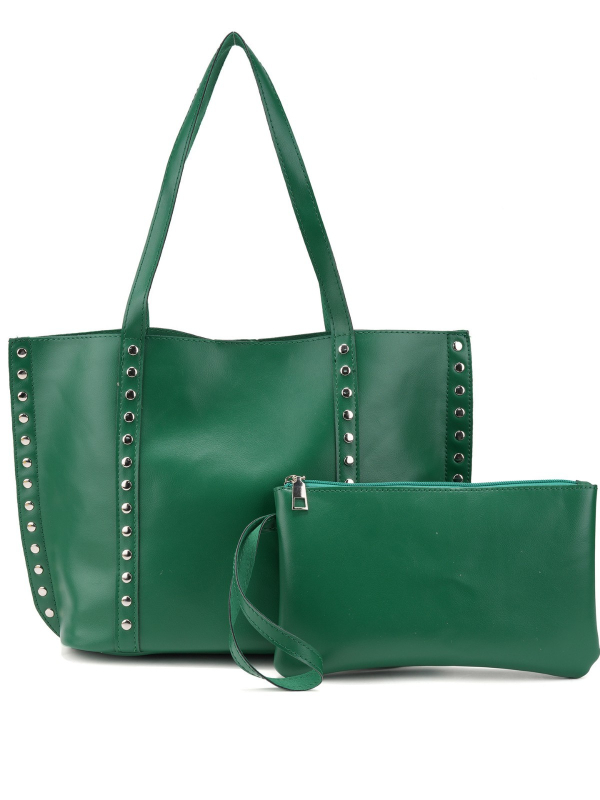 Ženska tote torba preko ramena s metalnim rivetima, velika kapaciteta, PU materijal, svakodnevni minimalistički stil