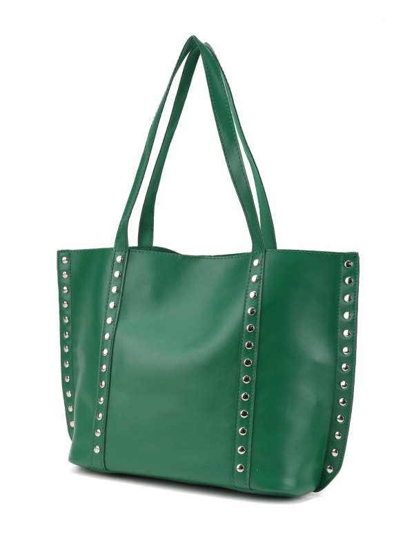 Ženska tote torba preko ramena s metalnim rivetima, velika kapaciteta, PU materijal, svakodnevni minimalistički stil