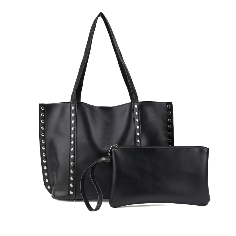 Ženska tote torba preko ramena s metalnim rivetima, velika kapaciteta, PU materijal, svakodnevni minimalistički stil