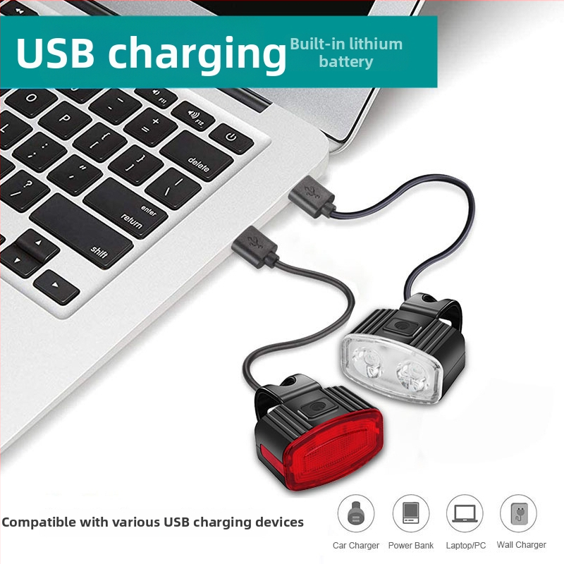 Set prednjeg i stražnjeg svjetla za bicikl, USB-C punjenje, za noćnu vožnju