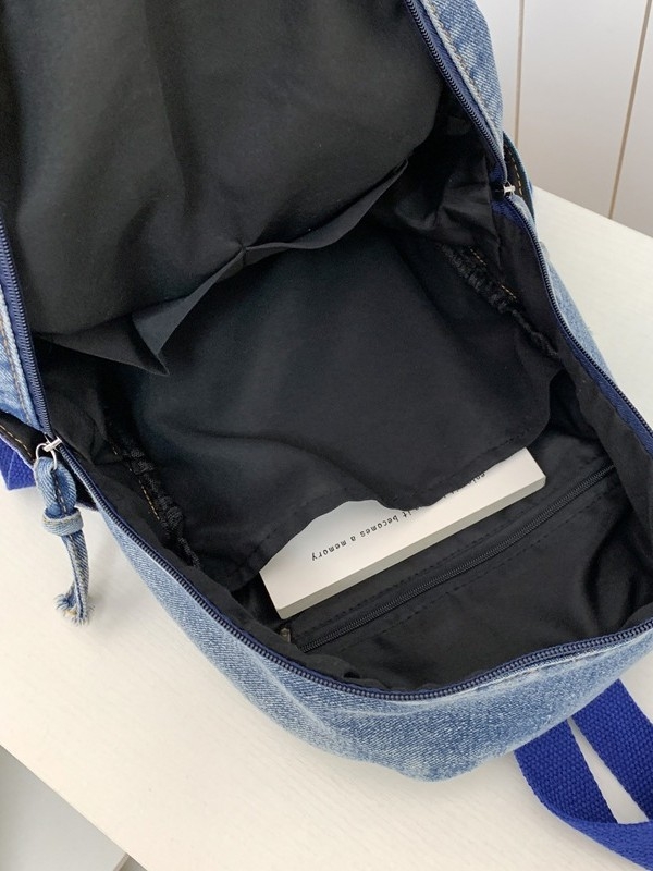 Ženski mini ruksak od denima i platna u Harajuku stilu, mali dvostruki remeni za studente i putovanja