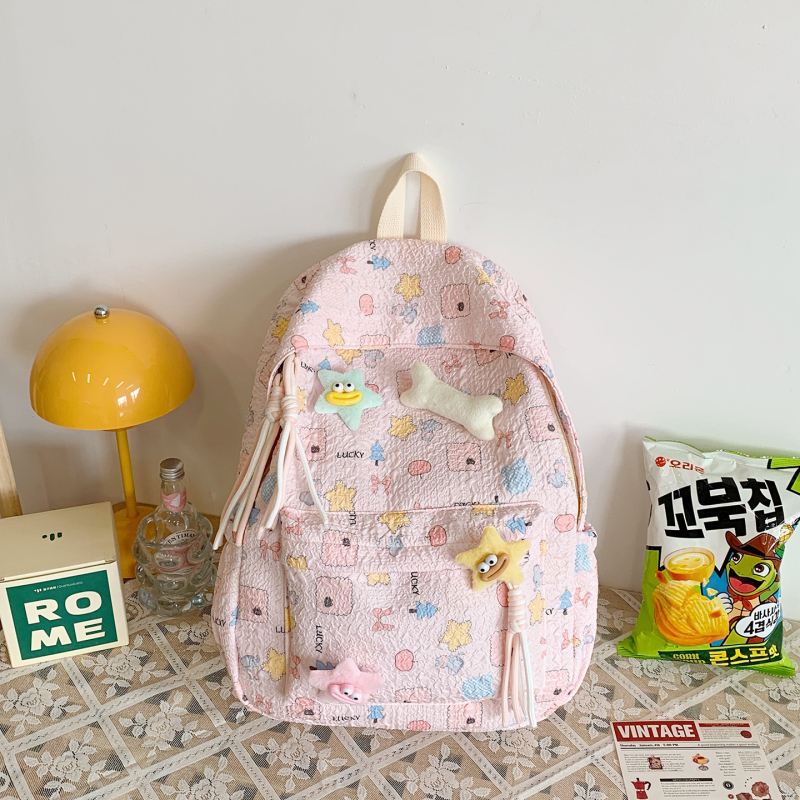 Ruksak u korejskom stilu s Harajuku dojmom, sladak crtani dizajn, velika kapaciteta, svakodnevni ruksak za žene, kompatibilan s 13-inčnim prijenosnikom