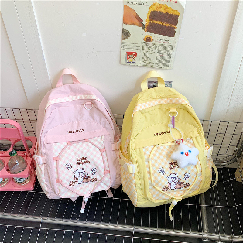 Školski ruksak s minimalističkim dizajnom, inspiriran japanskim i Harajuku stilom, lagani najlon, unisex za učenike srednjih škola.