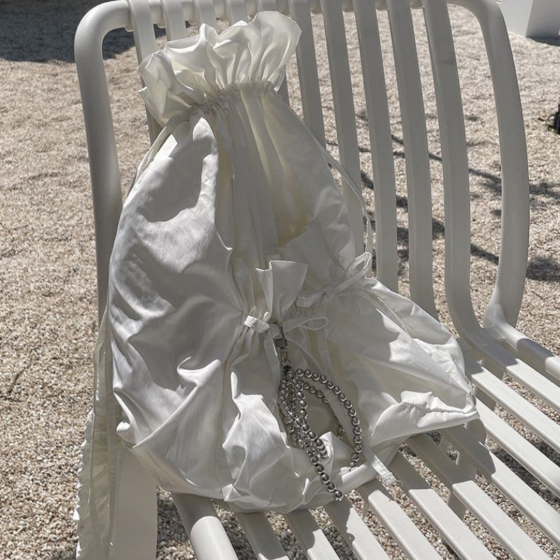 Najlonski ruksak sa šnurnom i plisiranim prednjim dijelom, Harajuku stil, unisex školska torba, kapacitet 20–35 L, vodootporan.