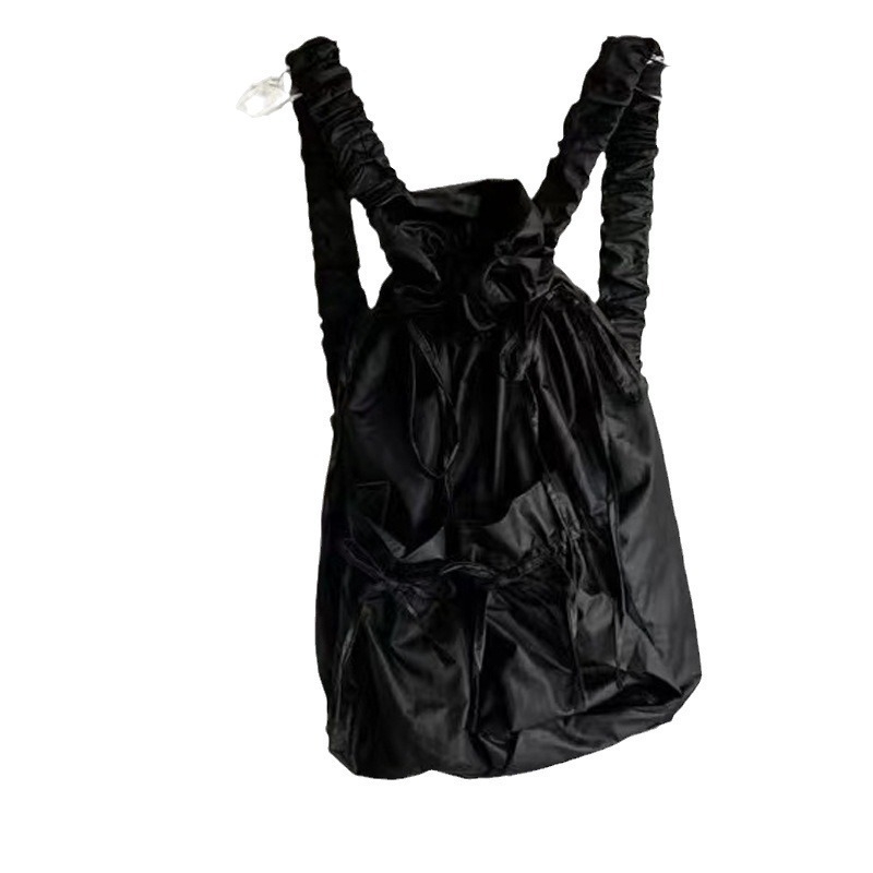 Najlonski ruksak sa šnurnom i plisiranim prednjim dijelom, Harajuku stil, unisex školska torba, kapacitet 20–35 L, vodootporan.