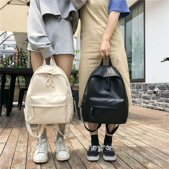 2025 ljetni Harajuku stil PU kožni ruksak za djevojčice, jednofarbni školski ruksak