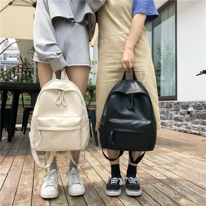 2025 ljetni Harajuku stil PU kožni ruksak za djevojčice, jednofarbni školski ruksak