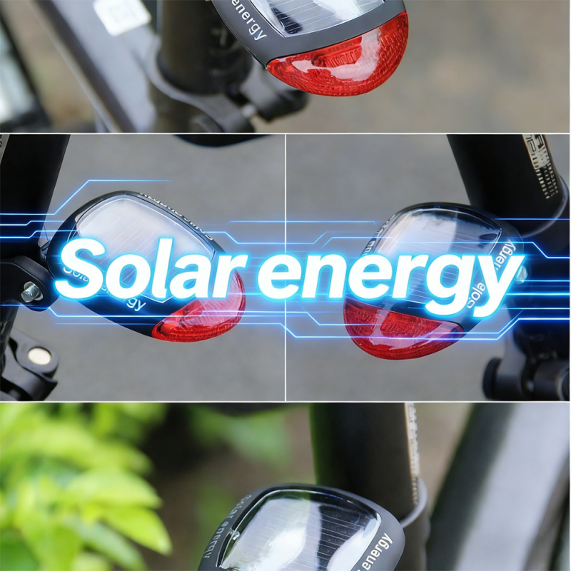 Solarna stražnja svjetiljka za bicikl, za cestovne i planinske bicikle, prijenosno LED svjetlo za noćnu vožnju