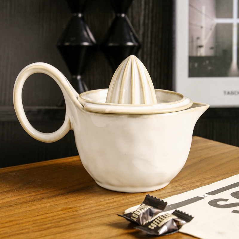 Storcător ceramic manual pentru lămâi și jumătăți de citrice, presă pentru grapefruit și portocale, bol ceramic pentru hrana bebelușului, storcător de bucătărie